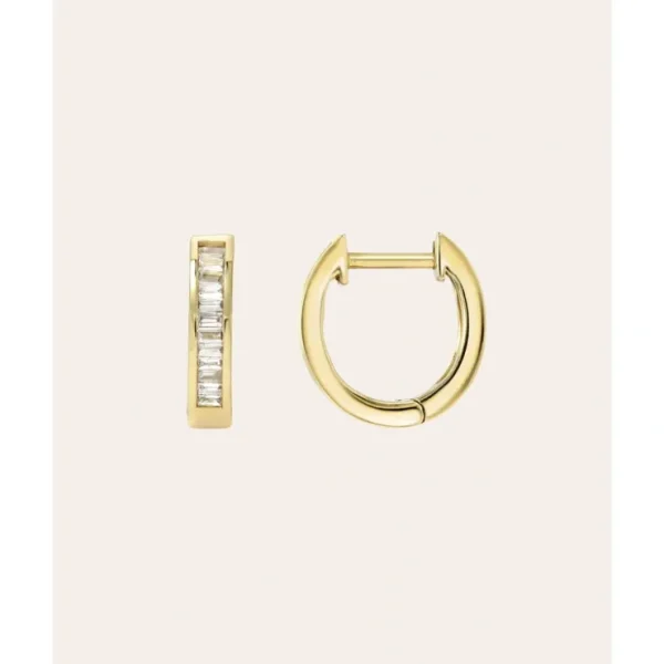 Stacked Baguette Diamond Huggie Earrings - CaringForTots - Professional Baby and Children's Products | Caring for Growth, Caring for Every Moment* All Products