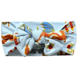 Steel Blue Dragons & Knights Hair Bow - CaringForTots - Professional Baby and Children's Products | Caring for Growth, Caring for Every Moment* Headbands