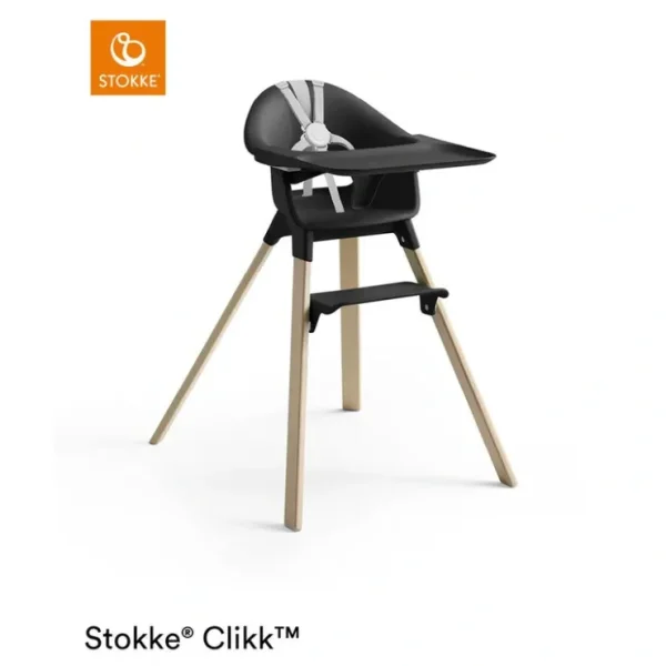 Stokke Clikk Highchair - Black/Natural - CaringForTots - Professional Baby and Children's Products | Caring for Growth, Caring for Every Moment* Highchairs