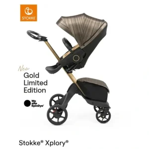 Stokke Xplory X Pushchair - Gold Edition - CaringForTots - Professional Baby and Children's Products | Caring for Growth, Caring for Every Moment* Strollers