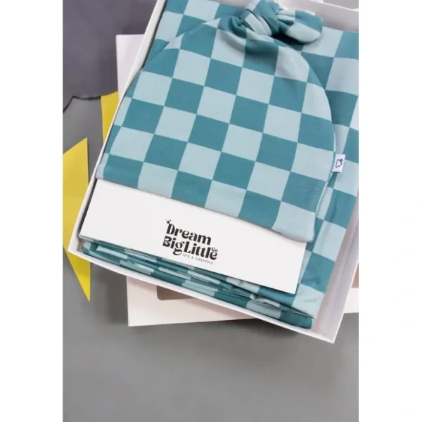 Stormy Checkers Dream Swaddle & Beanie - CaringForTots - Professional Baby and Children's Products | Caring for Growth, Caring for Every Moment* The Dream Swaddle & Beanie
