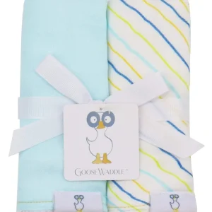 Stripes And Light Blue 2 Pk Muslin & Terry Cloth Burp Cloth - CaringForTots - Professional Baby and Children's Products | Caring for Growth, Caring for Every Moment* Burp Cloths