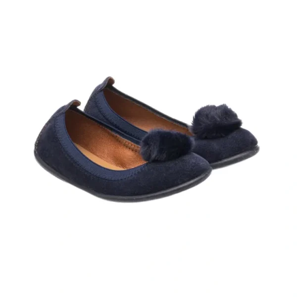 Suede Pom Pom Ballerina Blue - CaringForTots - Professional Baby and Children's Products | Caring for Growth, Caring for Every Moment* Shoes