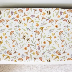 Sugar + Maple Personalized Changing Pad Cover | Whimsical Mushroom - CaringForTots - Professional Baby and Children's Products | Caring for Growth, Caring for Every Moment* Personalized Textiles