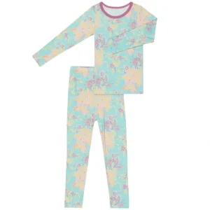 Summer Florals Aqua Pajama - CaringForTots - Professional Baby and Children's Products | Caring for Growth, Caring for Every Moment* Pajamas - Long Set