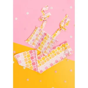 Summer Sunset Checkers Dream Smocked Flare Set - CaringForTots - Professional Baby and Children's Products | Caring for Growth, Caring for Every Moment* The Dream Smocked Flare Set