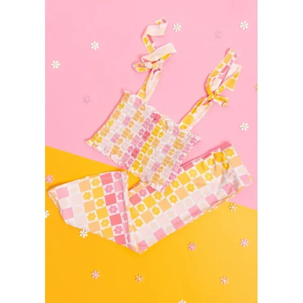 Summer Sunset Checkers Dream Smocked Flare Set - CaringForTots - Professional Baby and Children's Products | Caring for Growth, Caring for Every Moment* The Dream Smocked Flare Set