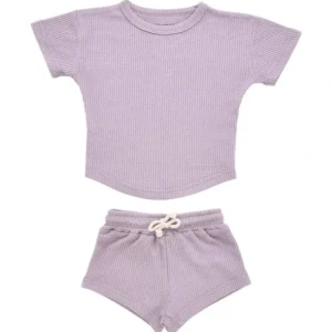 Clothing | Summer Waffle Tee Short Set - CaringForTots - Professional Baby and Children's Products | Caring for Growth, Caring for Every Moment