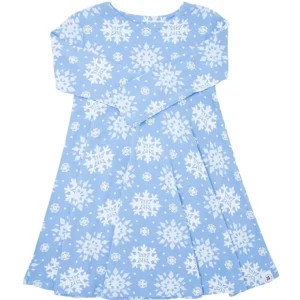 Swirly Girl Dress - Blue Snowflakes - CaringForTots - Professional Baby and Children's Products | Caring for Growth, Caring for Every Moment* Dresses - Long Sleeve