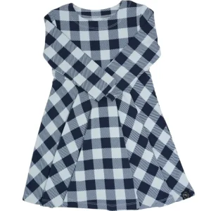 Swirly Girl Dress - Buffalo Plaid Blue - CaringForTots - Professional Baby and Children's Products | Caring for Growth, Caring for Every Moment* Dresses - Long Sleeve