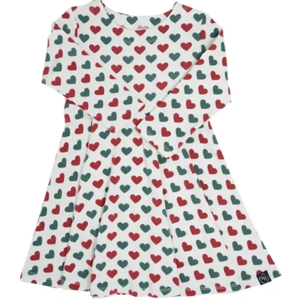 Swirly Girl Dress - Holiday Hearts - CaringForTots - Professional Baby and Children's Products | Caring for Growth, Caring for Every Moment* Dresses - Long Sleeve