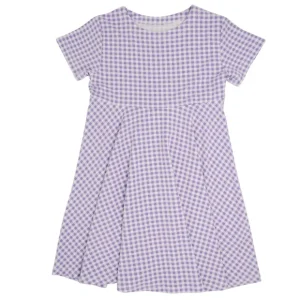 Swirly Girl Short Sleeve Dress - Gingham Purple - CaringForTots - Professional Baby and Children's Products | Caring for Growth, Caring for Every Moment* Dresses - Short Sleeve
