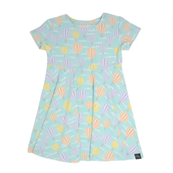 Swirly Girl Short Sleeve Dress - Hot Air Balloons - CaringForTots - Professional Baby and Children's Products | Caring for Growth, Caring for Every Moment* Dresses - Short Sleeve