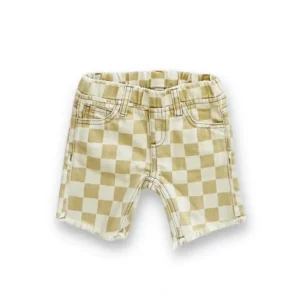 Clothing | Tan Check Denim Shorts - CaringForTots - Professional Baby and Children's Products | Caring for Growth, Caring for Every Moment