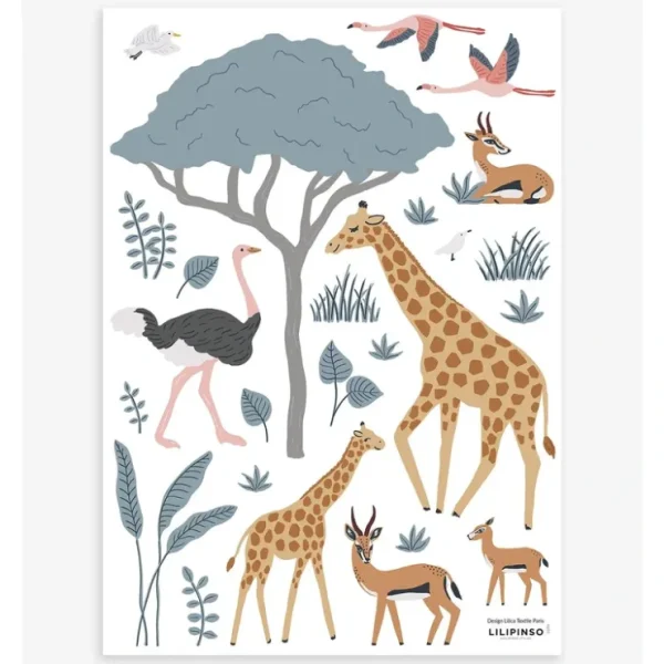 Tanziania - Wall Decals Savannah Animals - Giraffe, Gazelle, Ostrich - CaringForTots - Professional Baby and Children's Products | Caring for Growth, Caring for Every Moment* All Products