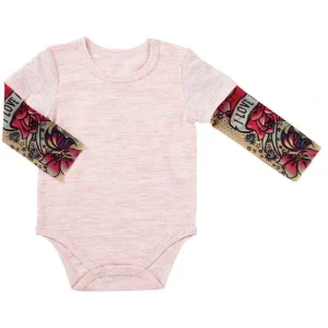 Clothing | Tatoo Sleeve Onesie - Pink - CaringForTots - Professional Baby and Children's Products | Caring for Growth, Caring for Every Moment