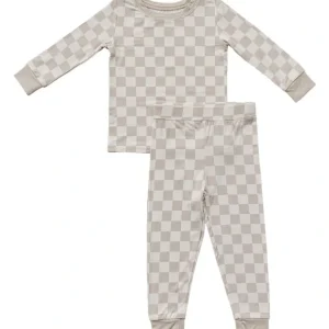 Taupe Checkered Bamboo Cozy Set - CaringForTots - Professional Baby and Children's Products | Caring for Growth, Caring for Every Moment* Pajamas - Long Set