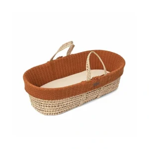 The Little Green Sheep Natural Knitted Moses Basket + Mattress - Terracotta - CaringForTots - Professional Baby and Children's Products | Caring for Growth, Caring for Every Moment* Moses Baskets
