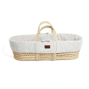The Little Green Sheep Natural Quilted Moses Basket + Mattress - Dove Rice - CaringForTots - Professional Baby and Children's Products | Caring for Growth, Caring for Every Moment* Moses Baskets