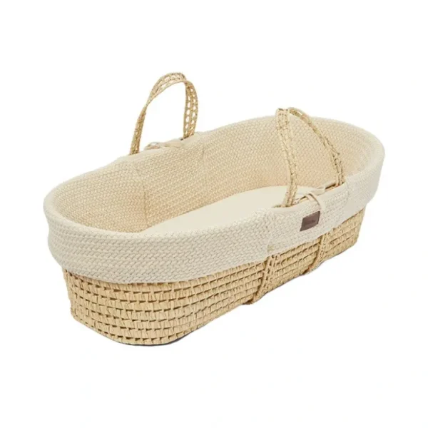 The Little Green Sheep Organic Wheat Knit Moses Basket + Mattress - Linen - CaringForTots - Professional Baby and Children's Products | Caring for Growth, Caring for Every Moment* Moses Baskets