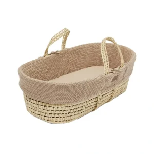 The Little Green Sheep Organic Wheat Knit Moses Basket + Mattress - Truffle - CaringForTots - Professional Baby and Children's Products | Caring for Growth, Caring for Every Moment* Moses Baskets