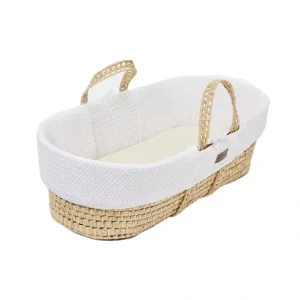 The Little Green Sheep Organic Wheat Knit Moses Basket + Mattress - White - CaringForTots - Professional Baby and Children's Products | Caring for Growth, Caring for Every Moment* Moses Baskets