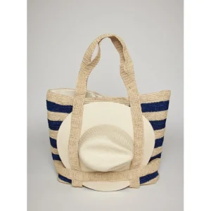 The Original Straw Traveler Bag- Navy Stripe - CaringForTots - Professional Baby and Children's Products | Caring for Growth, Caring for Every Moment* Beach Bag