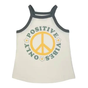 Clothing | Tiny Whales Positive Vibes Only Natural Faded Black Racer Tank - CaringForTots - Professional Baby and Children's Products | Caring for Growth, Caring for Every Moment