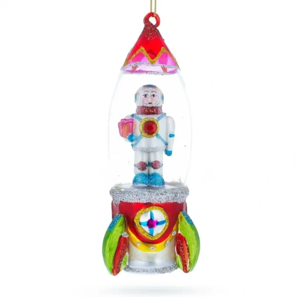 Trailblazing Astronaut Inside Spaceship - Blown Glass Christmas Ornament - CaringForTots - Professional Baby and Children's Products | Caring for Growth, Caring for Every Moment* Ornaments