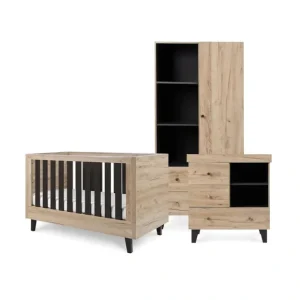 Tutti Bambini Como 3 Piece Room Set - Distressed Oak/Slate Grey - CaringForTots - Professional Baby and Children's Products | Caring for Growth, Caring for Every Moment* Nursery Sets