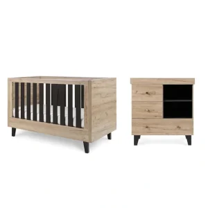 Tutti Bambini Como 2 Piece Room Set - Distressed Oak/Slate Grey - CaringForTots - Professional Baby and Children's Products | Caring for Growth, Caring for Every Moment* Nursery Sets