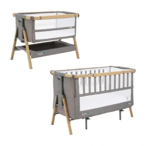 Tutti Bambini CoZee XL Bedside Crib + Cot - Oak / Charcoal - CaringForTots - Professional Baby and Children's Products | Caring for Growth, Caring for Every Moment* Bedside Cribs