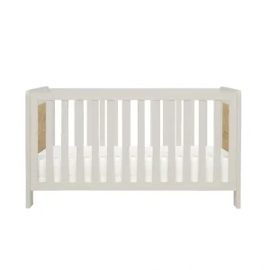 Tutti Bambini Essentials Alba Cot Bed - White Sand/ Distressed Oak - CaringForTots - Professional Baby and Children's Products | Caring for Growth, Caring for Every Moment* Cot Beds