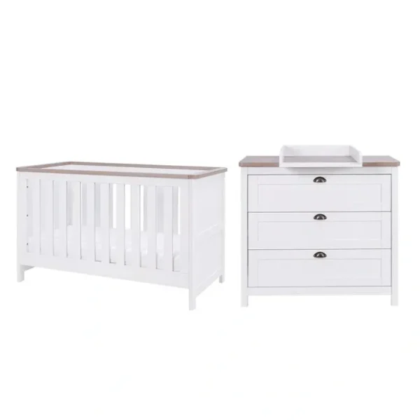 Tutti Bambini Verona 2 Piece Room Set - White/Oak - CaringForTots - Professional Baby and Children's Products | Caring for Growth, Caring for Every Moment* Nursery Sets