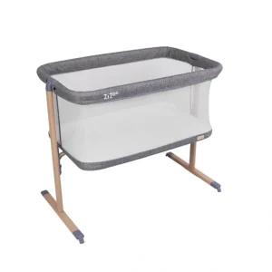 Tutti Bambini ZiZee Essential Crib - Oak/Charcoal - CaringForTots - Professional Baby and Children's Products | Caring for Growth, Caring for Every Moment* Bedside Cribs