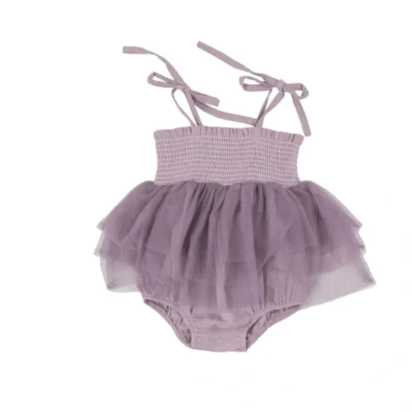 Tutu Bubble - Dusty Lavender Solid Muslin - CaringForTots - Professional Baby and Children's Products | Caring for Growth, Caring for Every Moment* Rompers - Bubble