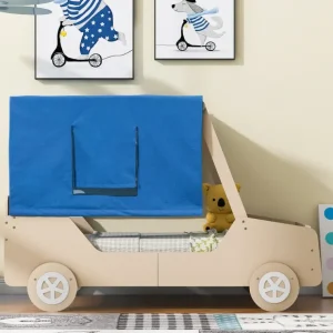 Twin Size Car Shaped Bed with Tents,Natural - CaringForTots - Professional Baby and Children's Products | Caring for Growth, Caring for Every Moment* All Products