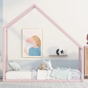 Twin Size Metal House Bed Kids Bed, Pink - CaringForTots - Professional Baby and Children's Products | Caring for Growth, Caring for Every Moment* All Products