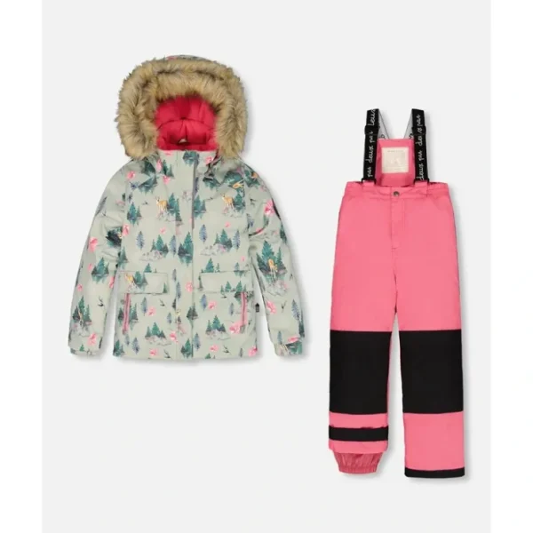 Two Piece Snowsuit Candy Pink Printed Deer by Deux par Deux - CaringForTots - Professional Baby and Children's Products | Caring for Growth, Caring for Every Moment* Snowsuits