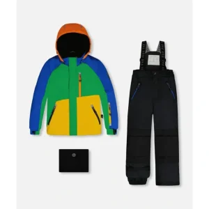 Two Piece Snowsuit Colorblock Royal Blue, Green, Yellow And Orange by Deux par Deux - CaringForTots - Professional Baby and Children's Products | Caring for Growth, Caring for Every Moment* Snowsuits