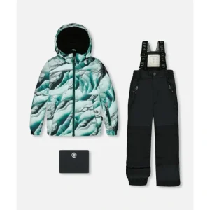 Two Piece Snowsuit Printed Glaciers And Black by Deux par Deux - CaringForTots - Professional Baby and Children's Products | Caring for Growth, Caring for Every Moment* Snowsuits