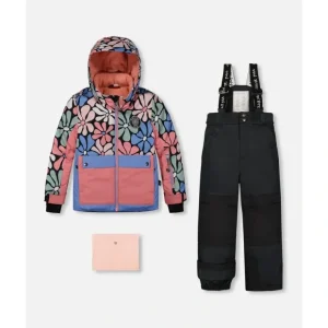 Two Piece Snowsuit Printed Retro Flowers With Black by Deux par Deux - CaringForTots - Professional Baby and Children's Products | Caring for Growth, Caring for Every Moment* Snowsuits