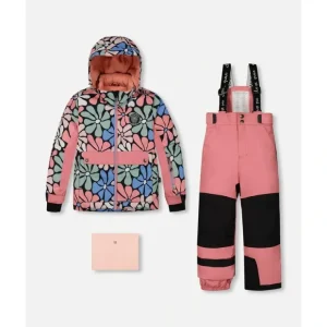 Two Piece Snowsuit Printed Retro Flowers With Pink by Deux par Deux - CaringForTots - Professional Baby and Children's Products | Caring for Growth, Caring for Every Moment* Snowsuits