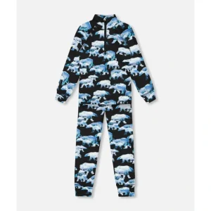 Two Piece Thermal Underwear Set Black Printed Polar Bears by Deux par Deux - CaringForTots - Professional Baby and Children's Products | Caring for Growth, Caring for Every Moment* Winter Accessories