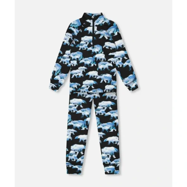Two Piece Thermal Underwear Set Black Printed Polar Bears by Deux par Deux - CaringForTots - Professional Baby and Children's Products | Caring for Growth, Caring for Every Moment* Winter Accessories
