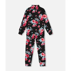 Two Piece Thermal Underwear Set Black Printed Roses by Deux par Deux - CaringForTots - Professional Baby and Children's Products | Caring for Growth, Caring for Every Moment* Winter Accessories