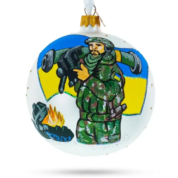 Ukrainian Armed Forces Glass Ball Christmas Ornament 4 Inches - CaringForTots - Professional Baby and Children's Products | Caring for Growth, Caring for Every Moment* Christmas Tree Ornaments