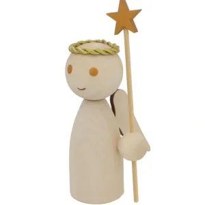 Unfinished Blank Wooden Angel Figurine Holding Star Wand 4.25 Inches - CaringForTots - Professional Baby and Children's Products | Caring for Growth, Caring for Every Moment* Wands