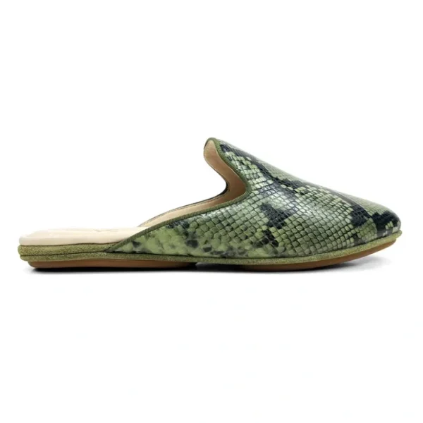 Vidi Mule In Green Snake Leather - CaringForTots - Professional Baby and Children's Products | Caring for Growth, Caring for Every Moment* Women's Flats