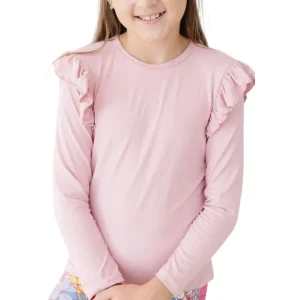 Vintage Pink L/s Ruffle Tee - CaringForTots - Professional Baby and Children's Products | Caring for Growth, Caring for Every Moment* Tees - Long Sleeve